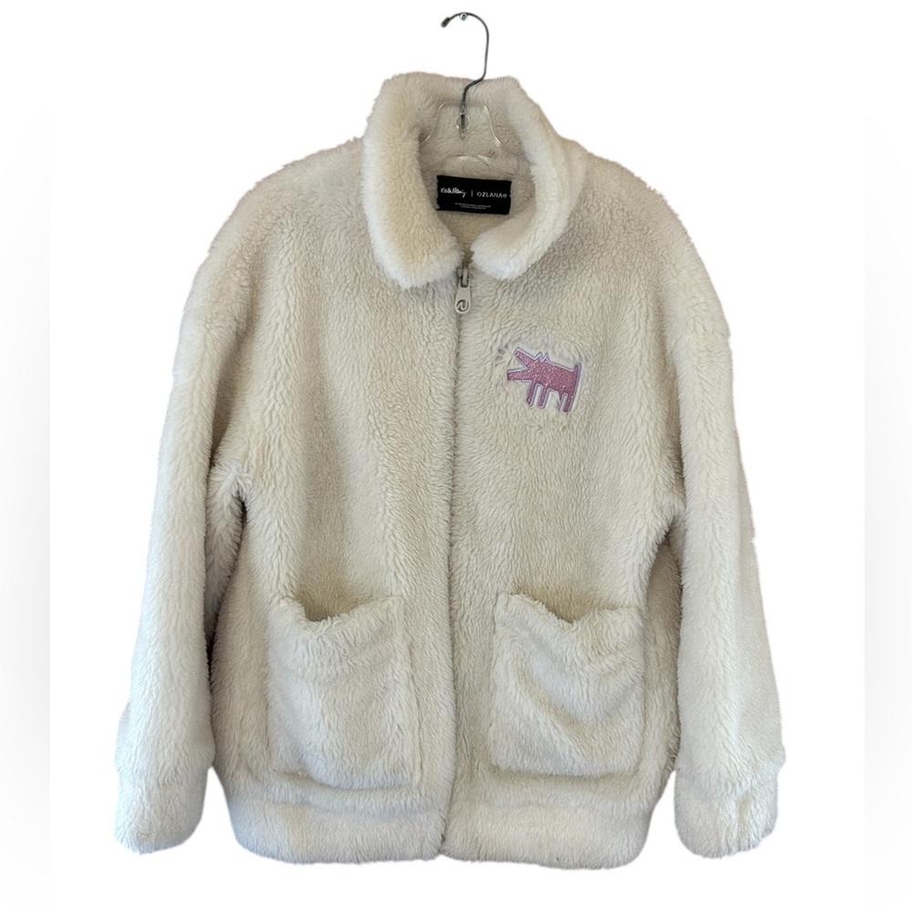 Ozlana Keith Haring Fleece Jacket With Dog Design
